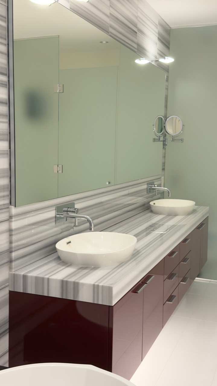 Polished vanity and whole-residence surface protection at Three Harbour Green